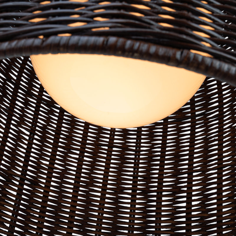 Nancy 3 - Light Pendant, Polished Nickel, Natural Wicker, 28.25" H x 25.25" W x 25.25" D