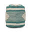 Pouf cylindrique en tissu fabriqué à la main Diamond, blanc et bleu sarcelle