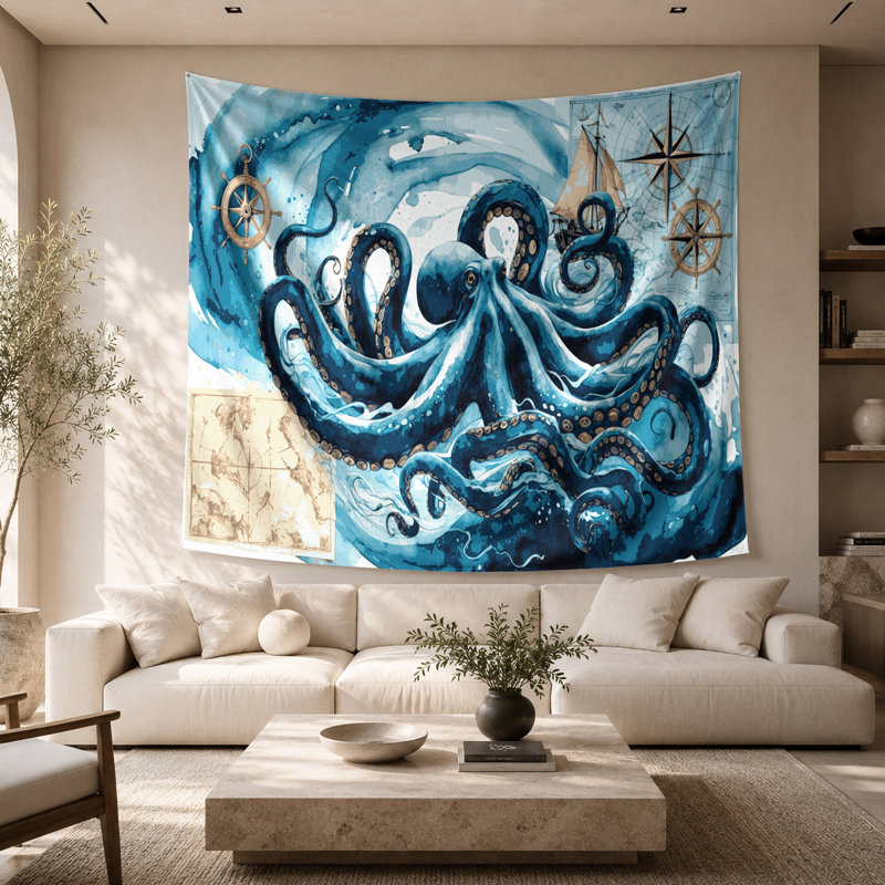 Tapisserie murale nautique du Pacifique, 26 po x 36 po