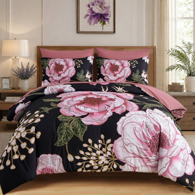 7-Piece Floral Comforter Set - Soft Microfiber Bedding Set for All Seasons