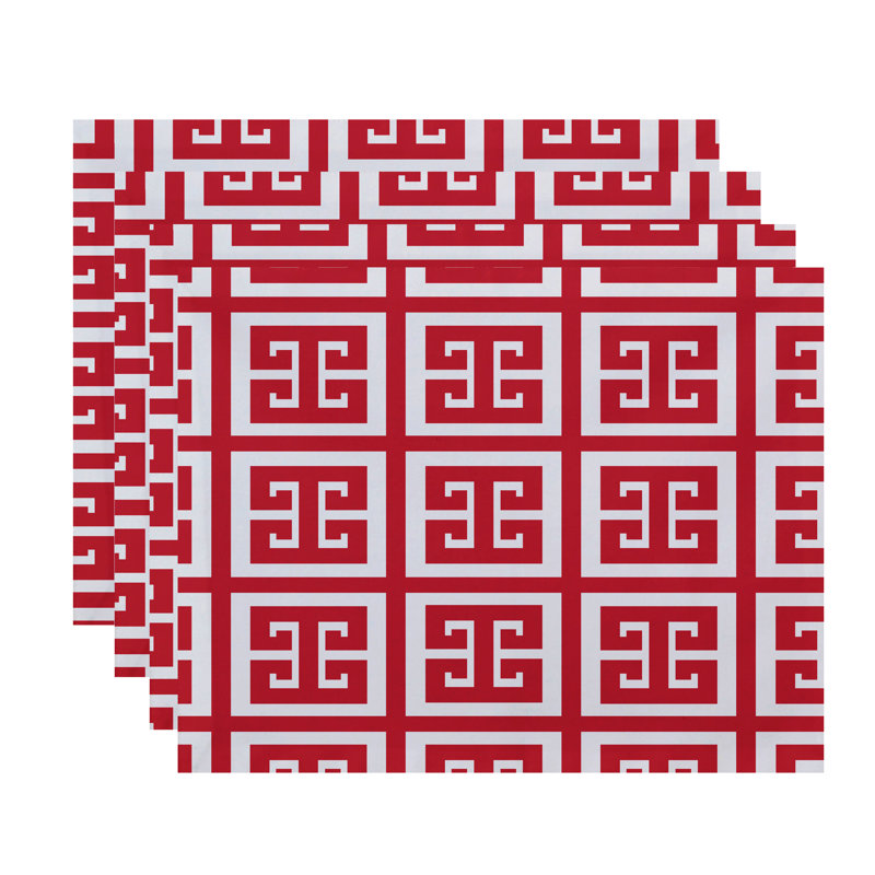 Diggines Polyester Geometric Rectangle Placemat, Coral