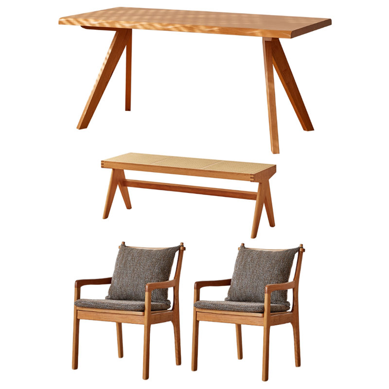 Ensemble de table en bois de cerisier Simple Creative, H 29,52 po x L 62,99 po x l 31,49 po
