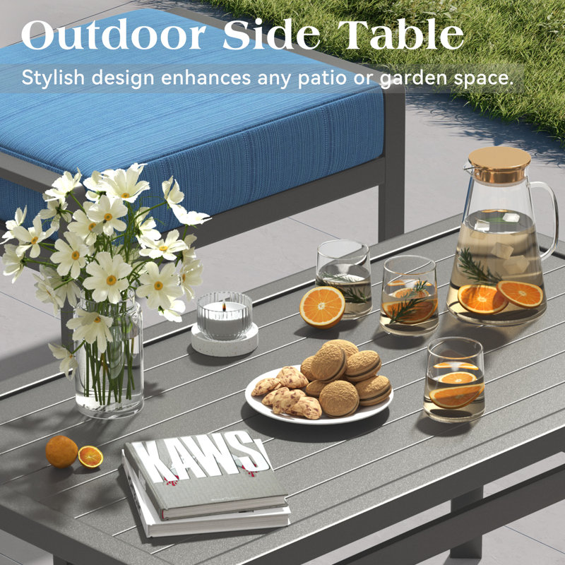 7 Piece Aluminum Patio Conversation Set, Outdoor Metal Furniture With 3-Seat Sofa, Rocking Swivel Chairs, Ottomans & Coffee Side Table, 5" Thickened Cushions For Backyard, Poolside
