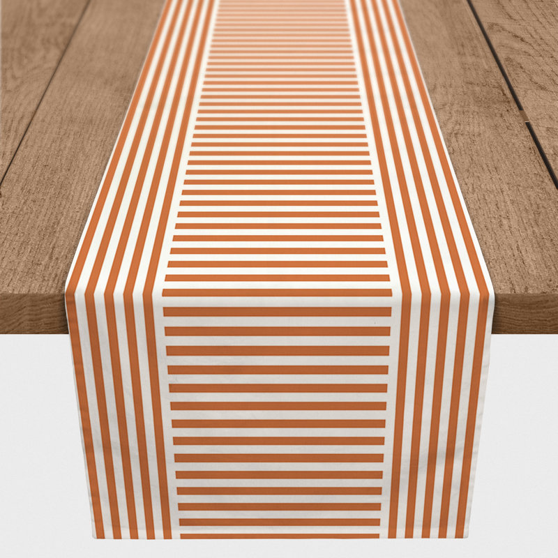 Vertical Lines Outdoor Table Runner Striped, 72" x 16", Orange