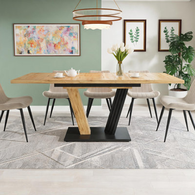Extendable Metal Base Dining Table