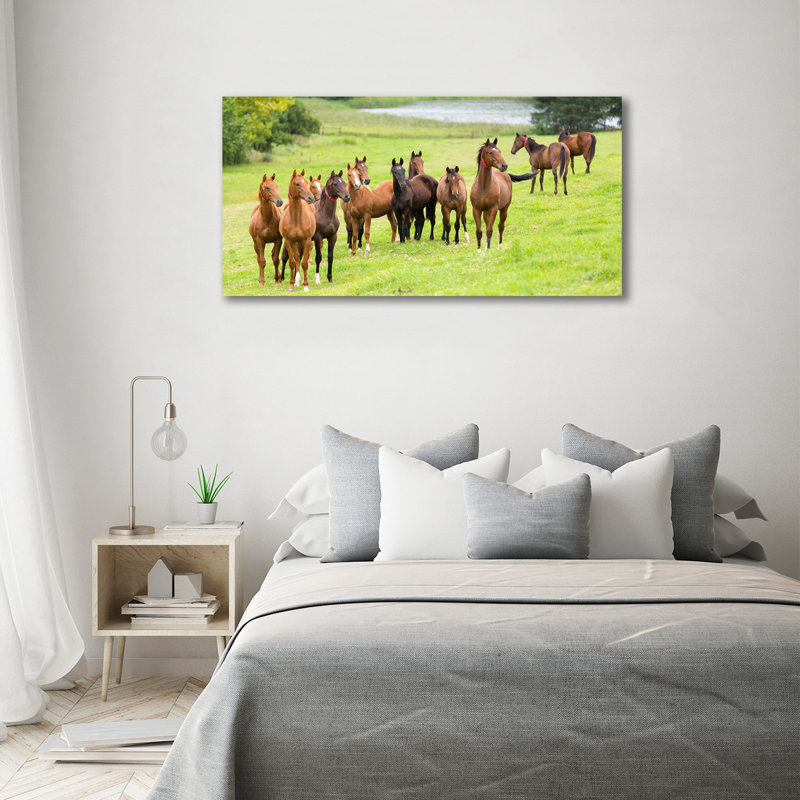 Herd of Horses in the Meadow 1 Piece Wall Art on Canvas