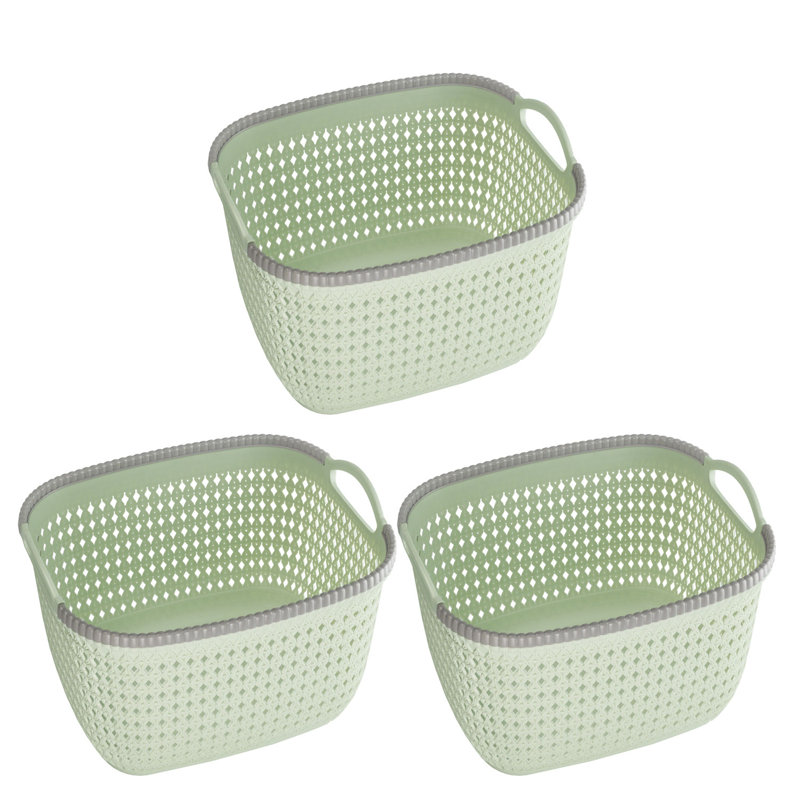 Rebrilliant Plastic Decorative Basket, Green, 3