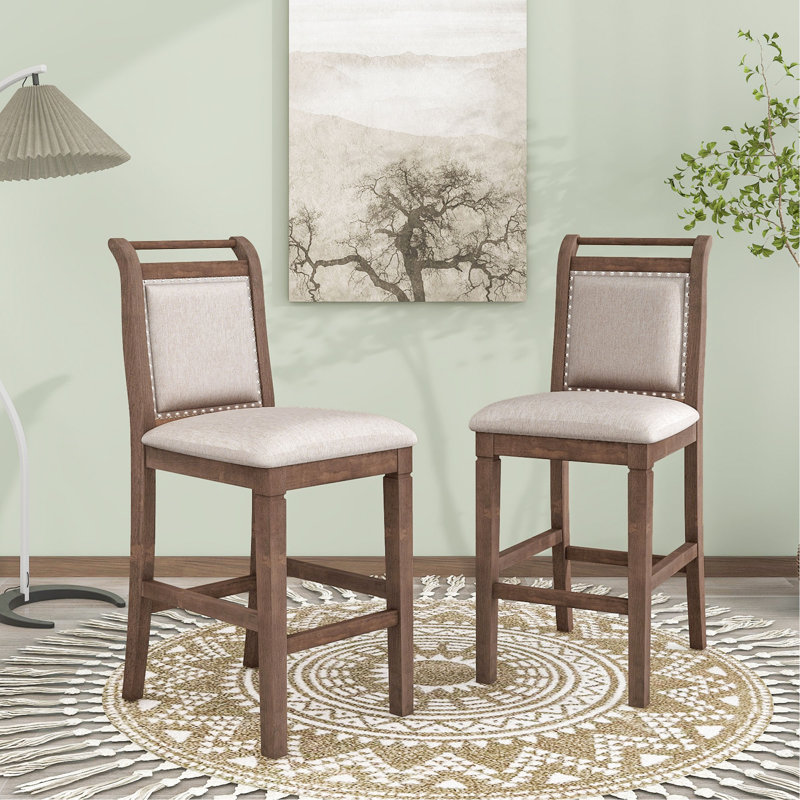 Ensemble de table de salle à manger à hauteur de comptoir en bois 3 pièces avec 2 chaises rembourrées pour petite place