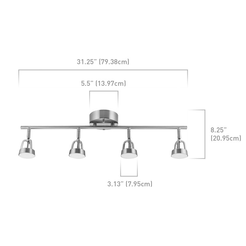 Beker 31.25'' 4 -Light Fixed Track Track Kit with Dimmable and Adjustable Head, Brushed Nickel, Brushed Nickel
