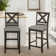 Fabiola 25'' X-Back Solid Wood Fabric Upholstered Bar & Counter Stool with Footrest