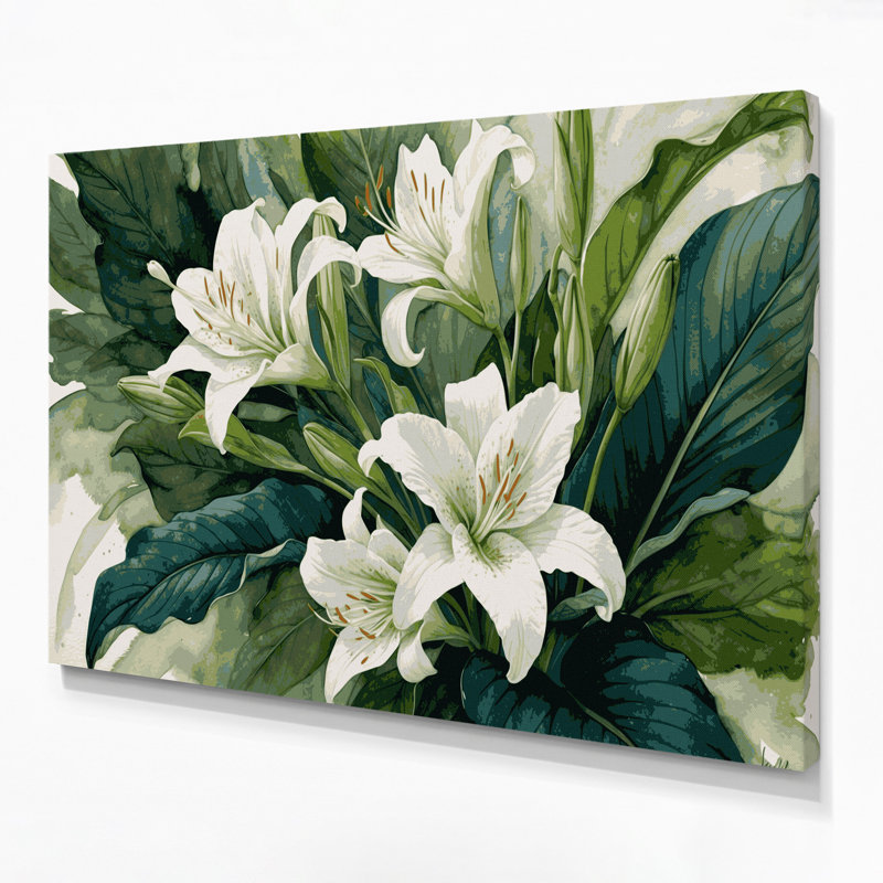 «Botanical Peace Lily», art mural sur toile, H 24 po x l 36 po