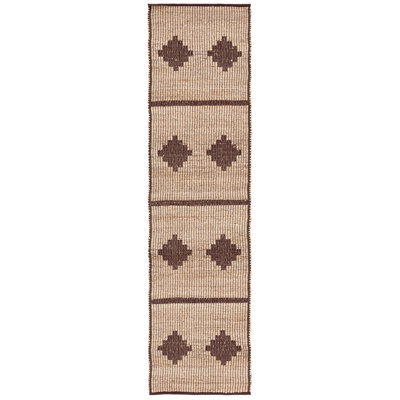 Kobey Natural Fiber Flat Weave Jute Pile Southwestern Rug