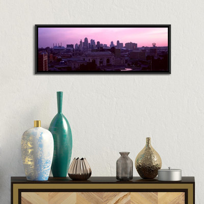 Reproduction de photo sur toile tendue, "kansas city" au coucher du soleil avec une station d’horizon panoramique city