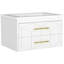 Meuble-lavabo mural 30 po avec lavabo en céramique, grand tiroir à fermeture douce, armoire flottante moderne avec poignée en métal doré-123555750