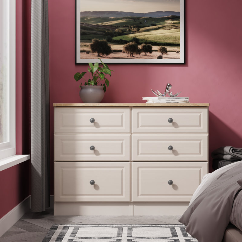 110 cm W Chest of 6 Drawers, Beige