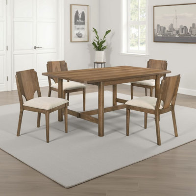 Ensemble de table et chaises Billie, brun noyer riche et beige