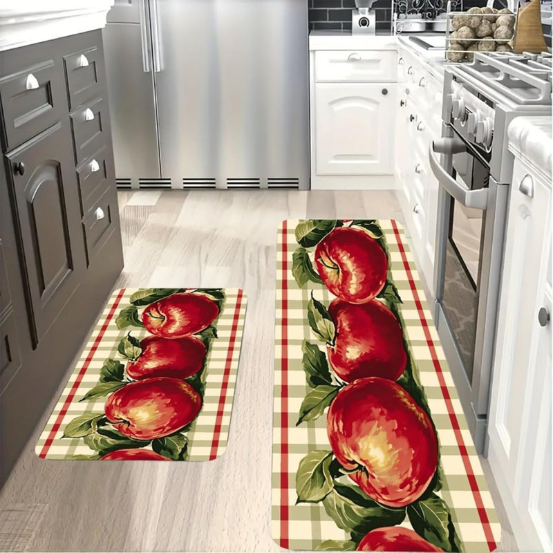 Tapis de cuisine à motif écossais rouge Red