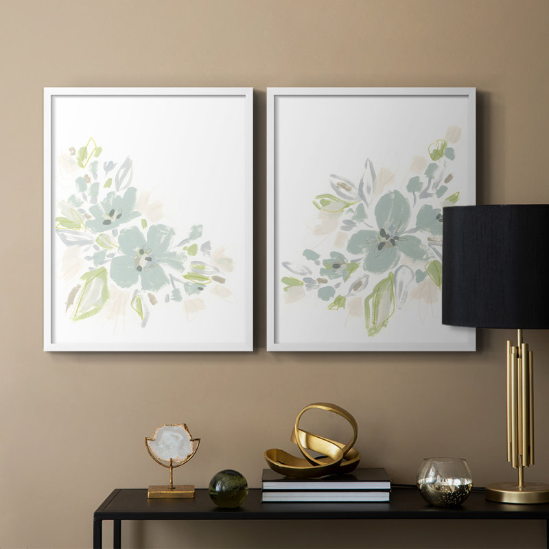 «Seafoam Petals I», reproduction encadrée de qualité supérieure - prête à être accrochée - aucun clou requis - aucun clou requis