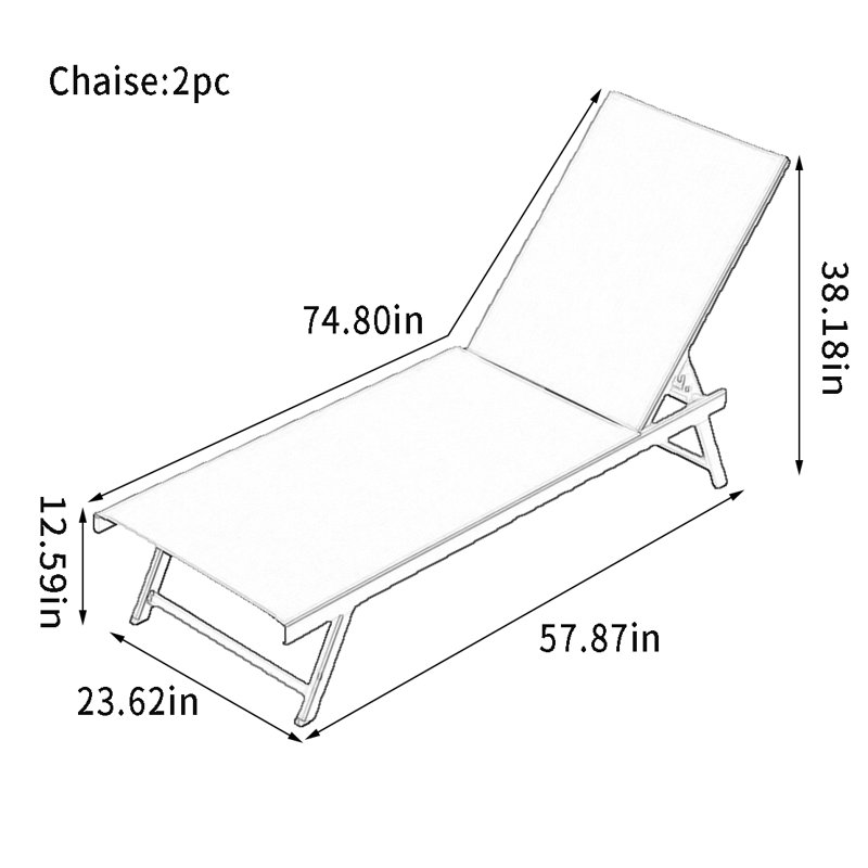 Chaise longue d'extérieur en alliage d'aluminium Njomza, Noir