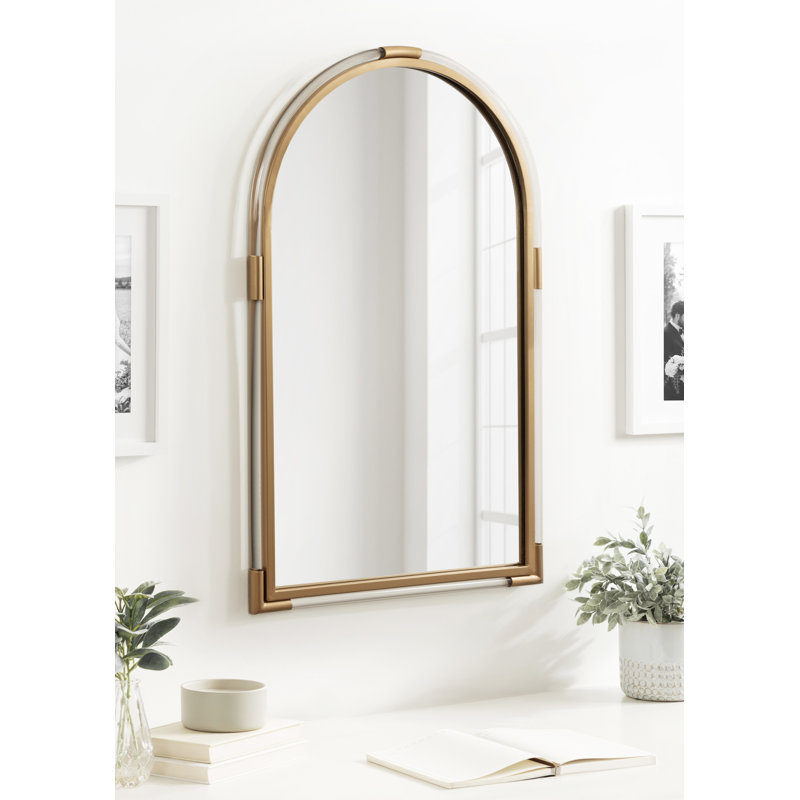 Miroir mural moderne arqué, Doré