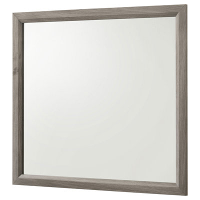 Miroir de coiffeuse Kapa non biseauté, cadre rectangulaire, bois taupe clair 35 x 39