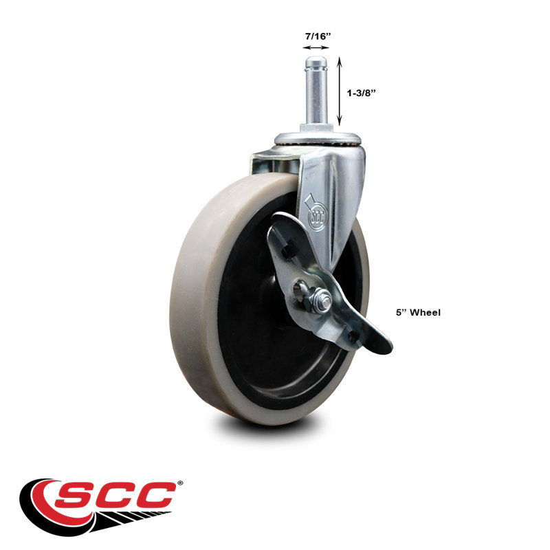 Roulettes pivotantes de rechange pour chariot de service avec frein Cambro - Roulettes de service Brand / CAM-SCC-GR05S510-TPRS-SLB-716138