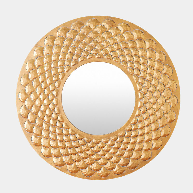 Fish Scale Iron Framed Wall Mirror, 40" x 40"