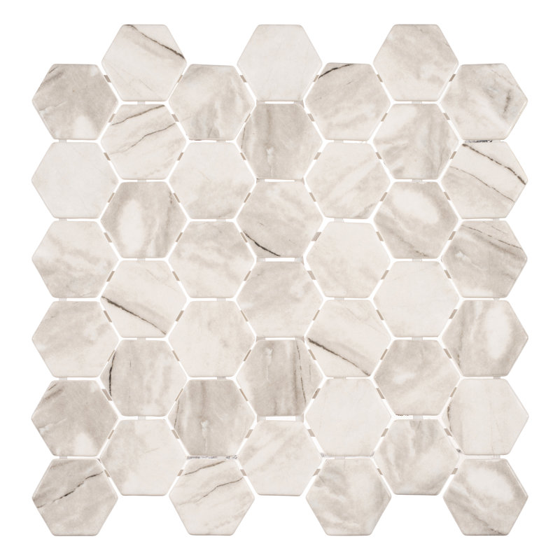 Sculpt 2" Glass Honeycomb Mosaic Kitchen Backsplash, Bathroom, Shower, Pool, Wall and Floor Tile, Qarbo
