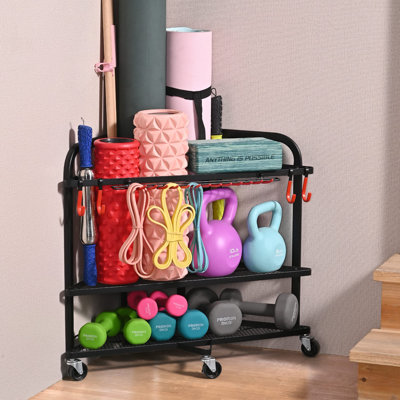 All-in-One Dumbbell and Yoga Mat Storage Rack for Home Gym