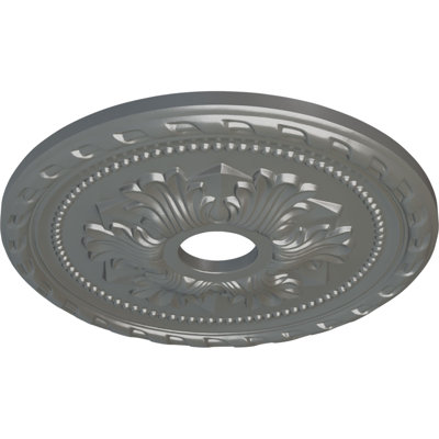 Endurathane Palmetto Ceiling Medallion, 20 7/8"OD x 3 5/8"ID x 1 5/8"P (Fits Canopies up to 5"), Hand-Painted Silver Finish