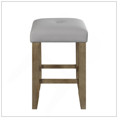 Charnell Gray Synthetic Leather & Oak Finish Counter Height Stool (Set Of 2) by Ophelia & Co.