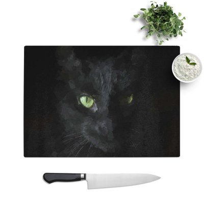 Tempered Glass Cat with Eyes Chopping Board