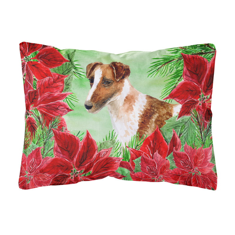  Coussin intérieur / extérieur Smooth Fox Terrier Poinsettias