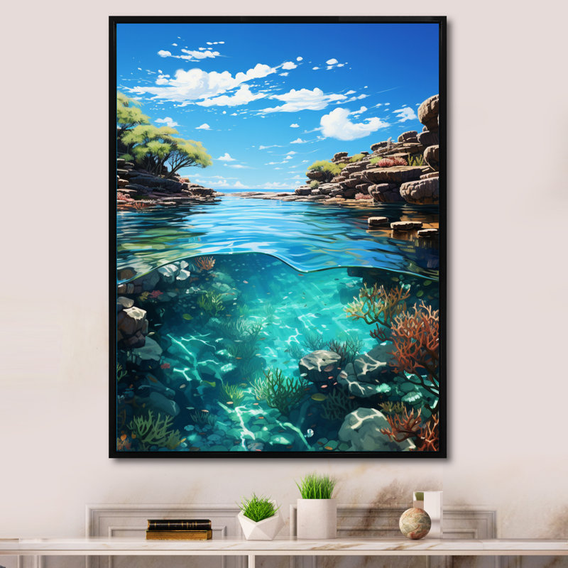 Australia Great Barrier Reef I " Australia Great Barrier Reef I ", 20" H x 12" W x 1" D, Black Floater Framed