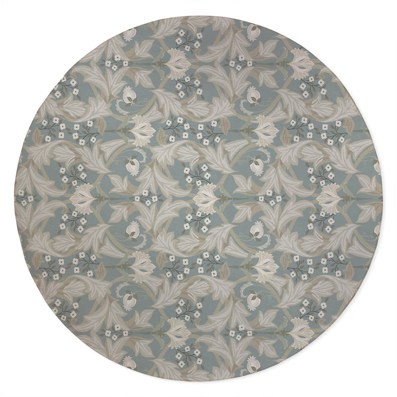 Ogee Leaf Outdoor Rug, Round 5'