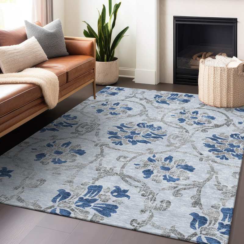 Premium Machine Washable Prisco Sky Rug, Rectangle 10' x 14'