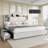 Billericay Upholstered Bed Frame With 4 Storage Drawers, Wooden Bed Frame With 47.2" Bookcase Headboard, Platform Bed With Charging Station/no Box Spring Needed,King-102834369