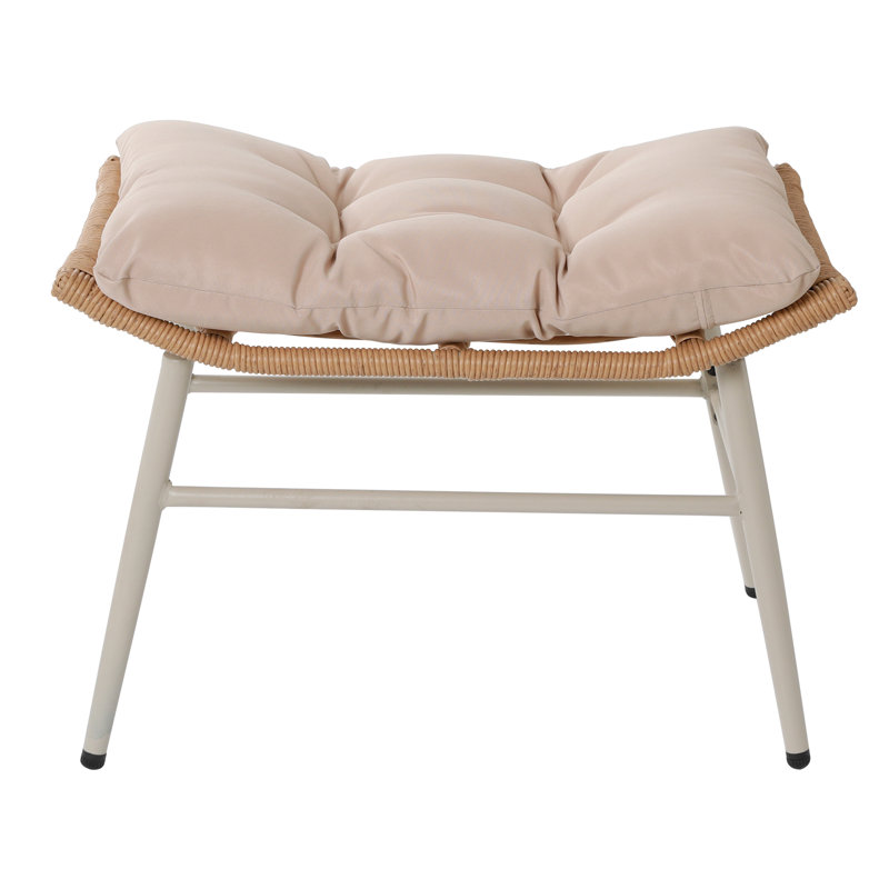 Repose-pieds en osier avec coussin Sunbrella® Annamarja, Beige