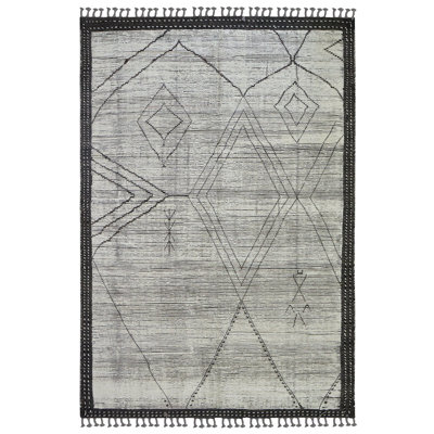 Tapis ivoire / espresso marocain 9 pi x 12 pi 4 po New Age