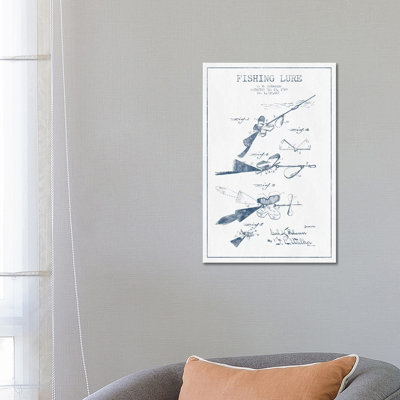 C.H. Scharrer Fishing Tackle Patent Sketch (Ink) by Aged Pixel - Wrapped Canvas Gallery-Wrapped Canvas Giclée
