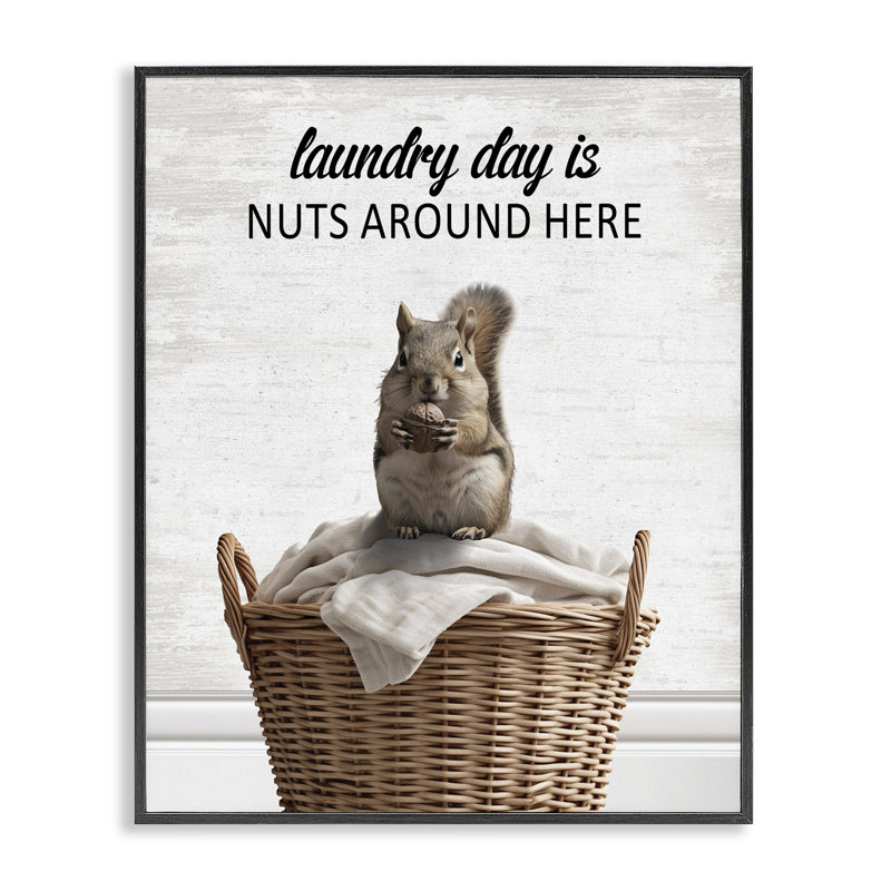 «Funny Laundry Day Is Nuts», estampe numérique giclée par lettré et doublé, H 14 po x l 11 po, Giclée encadrée noir minuit