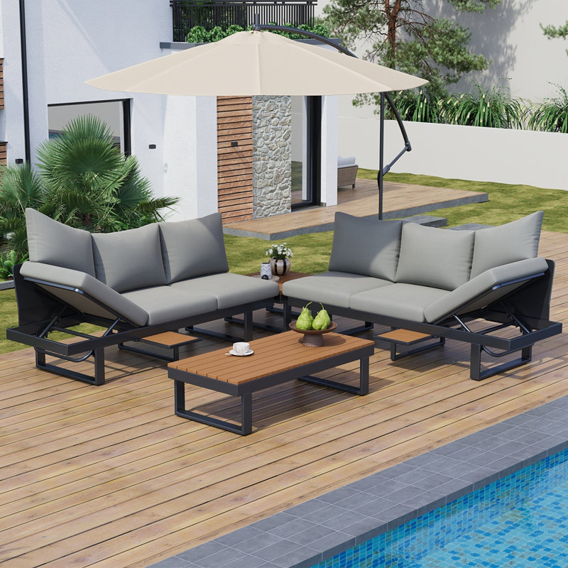 Ensemble de conversation pour canapé modulaire d'extérieur, Gris