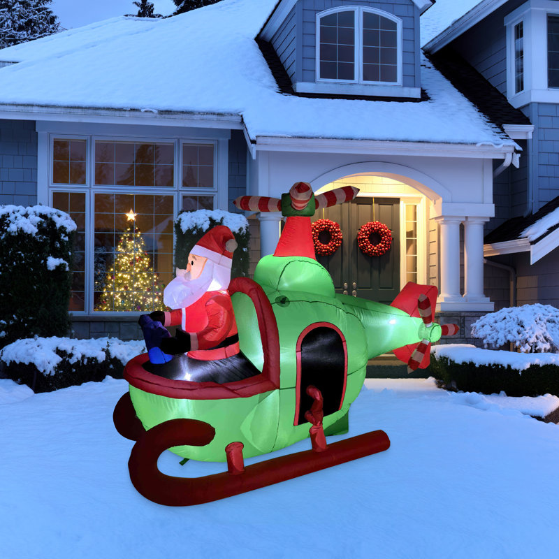 Lighted Inflatable Santa With Helicopter Outdoor Christmas Decoration -7'