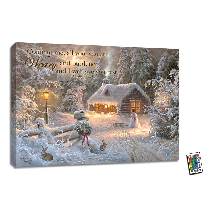 Holiday Home W/ Scripture 18x24 Fully Illuminated ColorChange LED Print