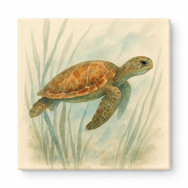 Seagrass Journey - art mural carré sur toile, Neutral, 12" W x 12" H