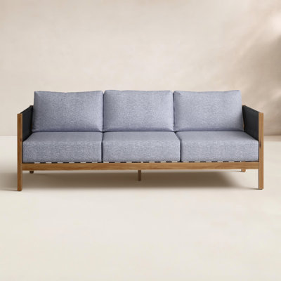 80.71'' Wide Eucalyptus Patio Sofa with Cushions