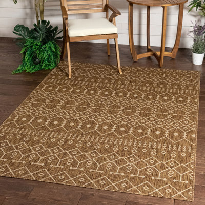 Marshanna Flatweave Brown Nord Lattice Indoor/Outdoor Rug
