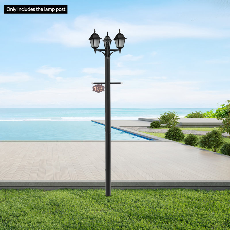 Outdoor Lamp Post With Cross Arm, Split Street Light Pole, Outdoor Lamp Post For Driveway, Pathways, Front Yard