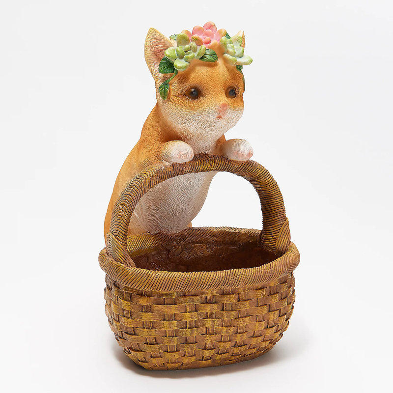 Fareena Cat Resin Statue Indoor/Outdoor Planter