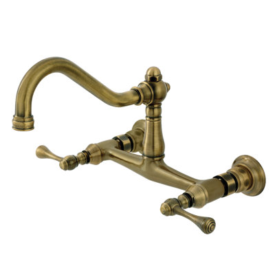 Kingston Brass Vintage Two-Handle 2-Hole Wall Mount Bathroom Faucet
